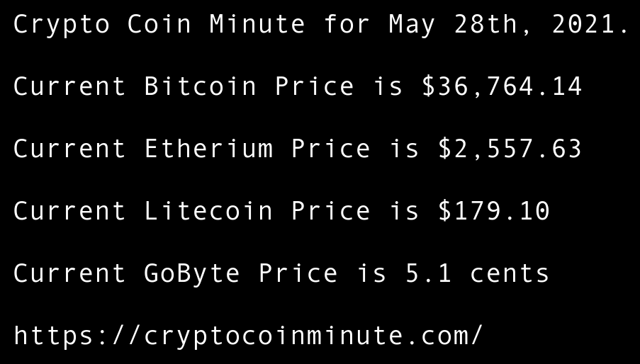 Crypto Coin Minute for May 28th, 2021. - Crypto Coin Minute